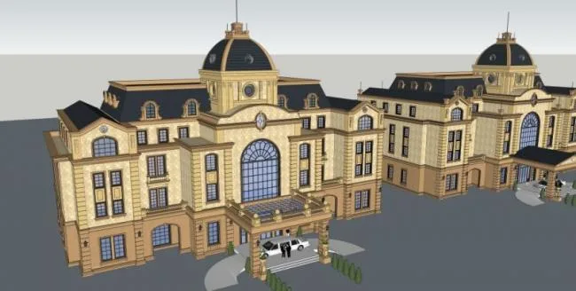 Sketchup Business Model | Multi story Club, European Classical Style