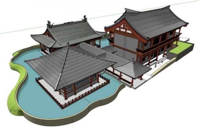 Sketchup Ancient Architecture Model | Multi story Garden, Song Dynasty Ancient Architecture, Chinese Garden, Chinese Style