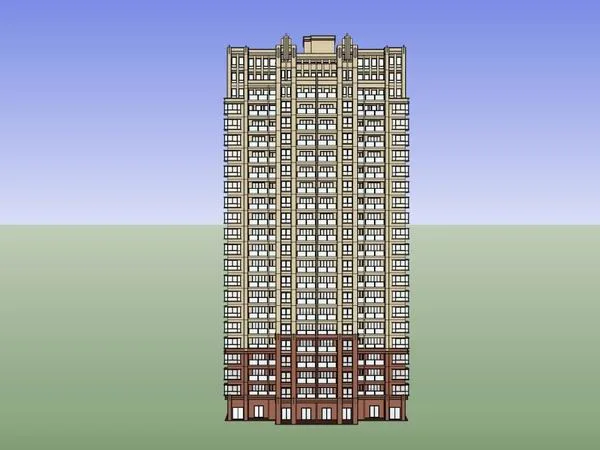 Sketchup Residential Model | High rise residential building, classical style, 23 floors