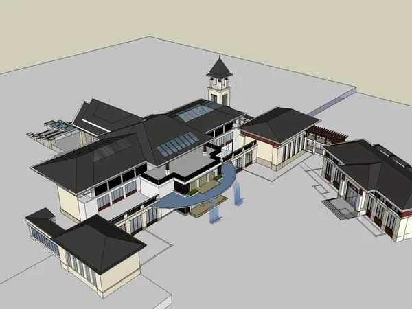 Sketchup Business Model | Multi story Commercial Club, Southeast Asian Classical Style