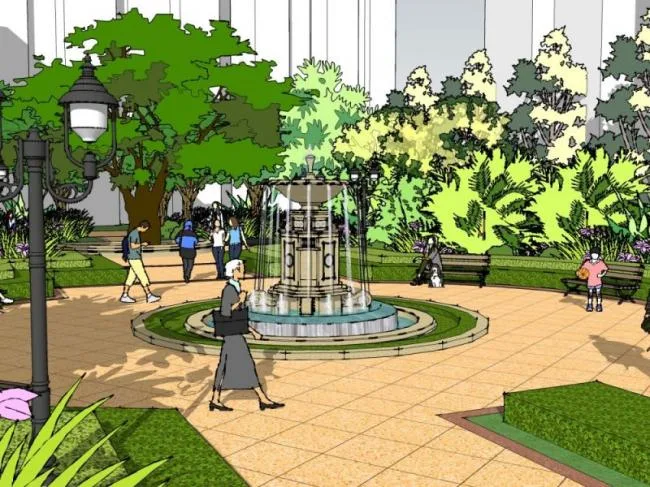 Sketchup Landscape Model | Pool Landscape, Classical Style