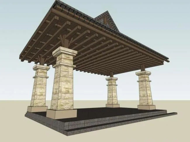 Sketchup Sketch Model | Pavilion, European Classical Style, Sketch