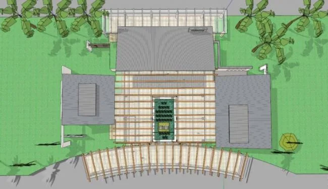 Sketchup Cultural Model | Multi story Glass Corridor Courtyard Activity Center, Cultural Architecture, Modern Style