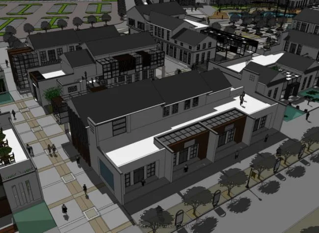 Sketchup Planning Model | Multi story Commercial Street Pedestrian Street, New Chinese Style, Pier, Architectural Planning, Waterfront