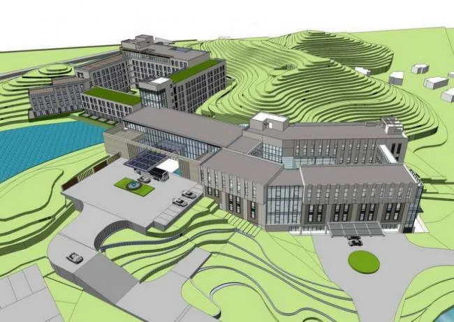 Sketchup Office Model | Multi-story Mountain Office Building Complex, Modern Style