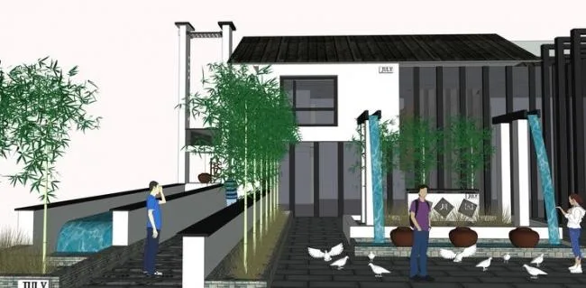 Sketchup Villa Model | Residential Design, Villa, New Chinese Style, Landscape Design