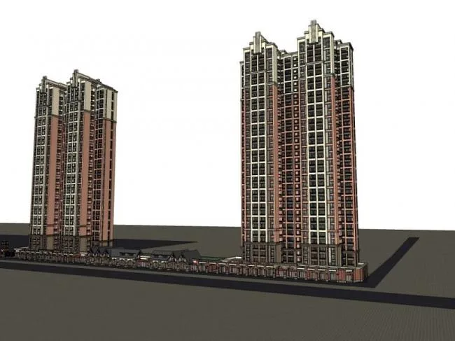 Sketchup Residential Model | High rise residential, ground floor commercial, residential building, classical style