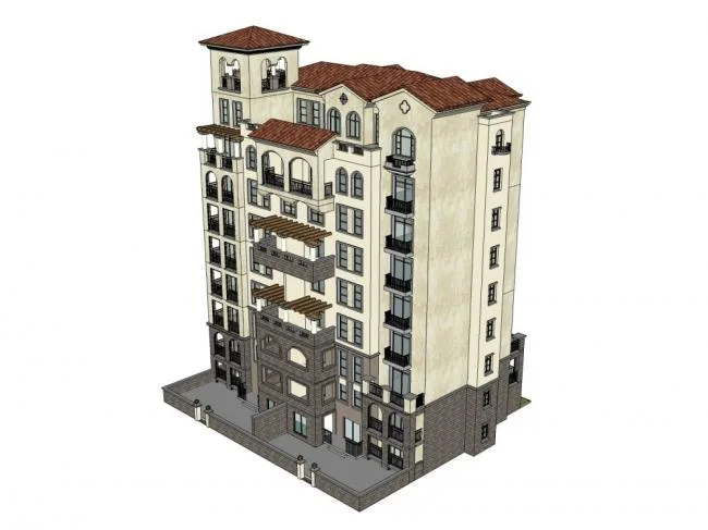 Sketchup Residential Model | High rise Residential Buildings, Classical Style
