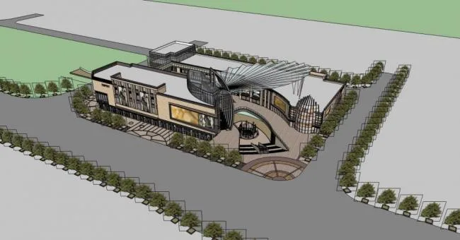 Sketchup Business Model | Large shopping mall, modern style, multi story, commercial building