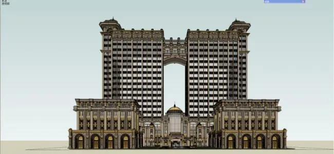 Sketchup Business Model | High rise commercial buildings, European classical style