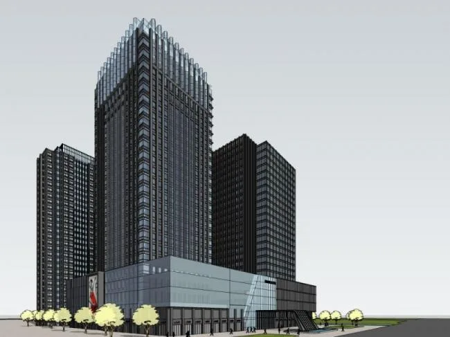 Sketchup Complex Model | Multi story Commercial Complex, Office, Residential, Modern Style