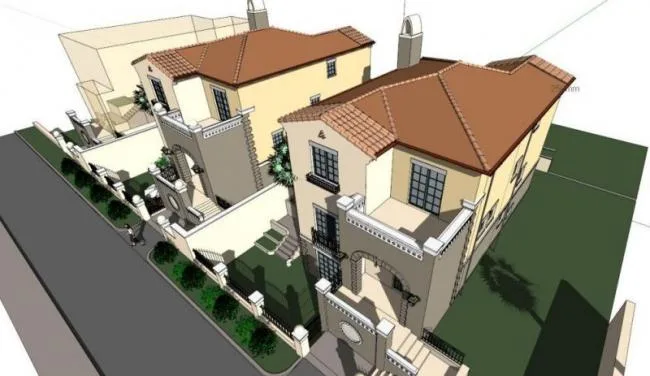 Sketchup Villa Model | Twin Villa, Classical Style, Tuscan Style