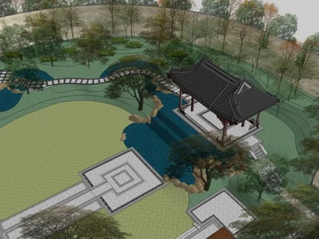 Sketchup Landscape Model | Courtyard Landscape, Chinese Style