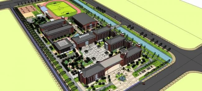 Sketchup School Model | Multi story High School, Educational Architecture, European Classical Style