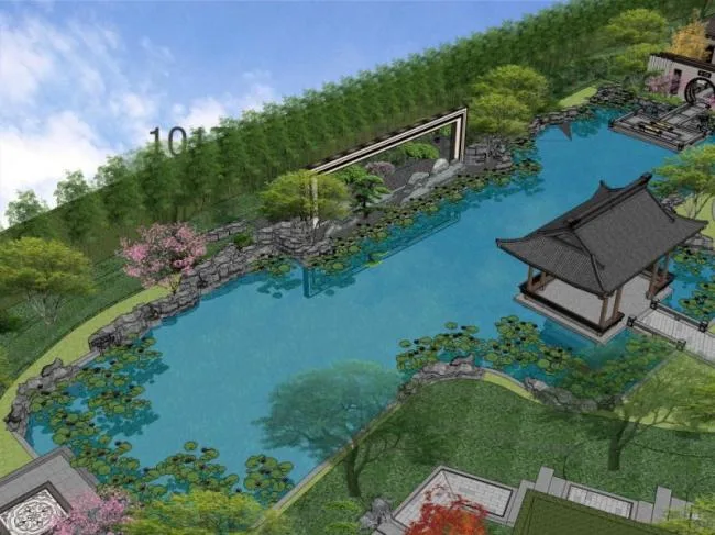 Sketchup Landscape Model | Commercial Landscape, Courtyard Garden, Chinese Style