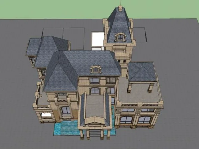Sketchup Villa Model | French style detached villa, classical style