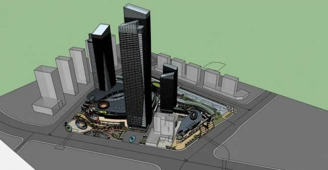 Sketchup Complex Model | Super high-rise commercial complex, hotel, office, modern style