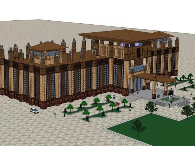 Sketchup Business Model | Low rise Clubhouse, Modern Chinese Style