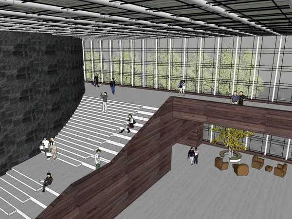Sketchup Cultural Model | Multi story Exhibition Hall, Cultural Architecture, Modern Style