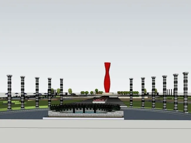 Modern Square Landscape Design in SketchUp