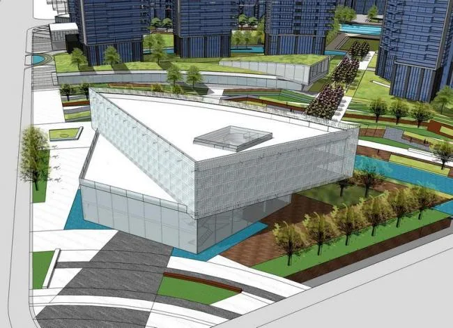 Sketchup Business Model | Multi story Sales Center, Commercial Building, Modern Style