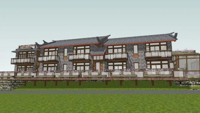 Sketchup Hotel Model | Multi story Residence, Chinese Style, Hotel, Shuhe Ancient Town Antique House