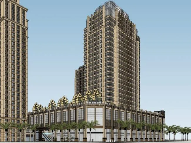 Sketchup Residential Model | Multi story Commercial and Residential Complex, Ground Floor Commercial, Residential Building, Classical Style