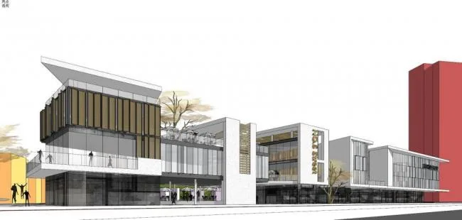 SketchUp Business Model: Modern Multi-Story Streetfront Commercial Design