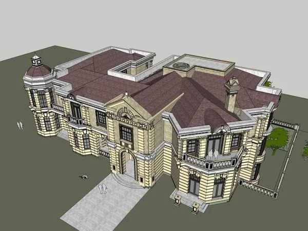 Sketchup Villa Model | Twin Villa, Classical Style