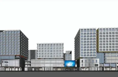 SketchUp Complex Model: Modern High-Rise Commercial Office Building-BIM WORLD