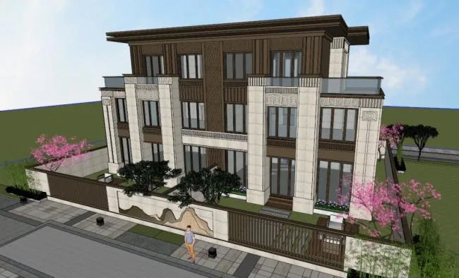Sketchup Villa Model | Twin Villa, Garden Villa, Modern Style