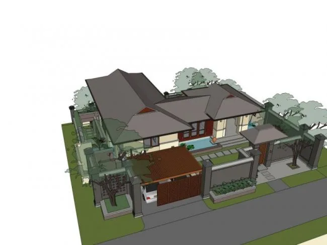 Sketchup Villa Model | Solo Villa, Modern Style