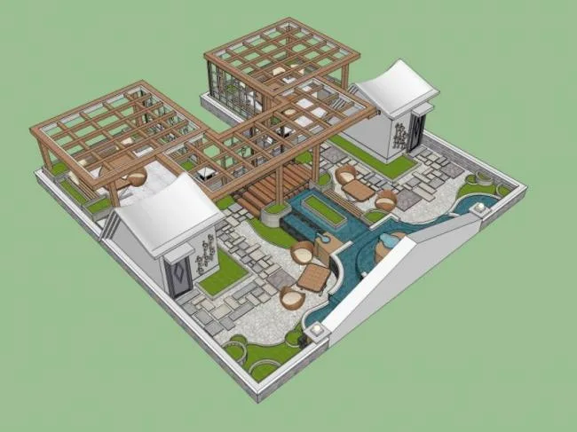 Sketchup Landscape Model | Roof Garden, Modern Style