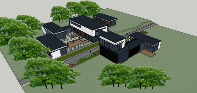 Sketchup Business Model | Multi story Commercial Club, Modern Style