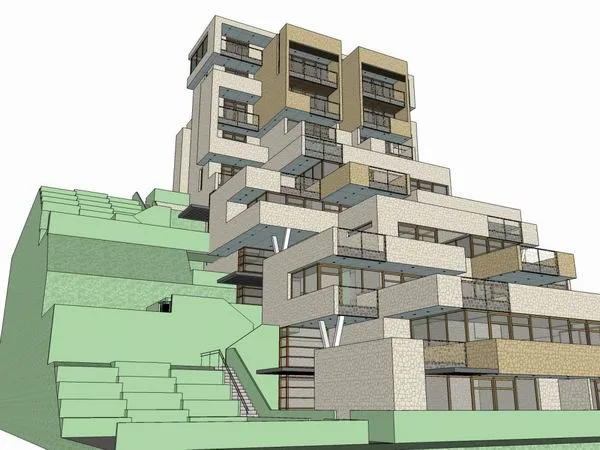 Sketchup Villa Model | Mountain Stacked Villa, Modern Style