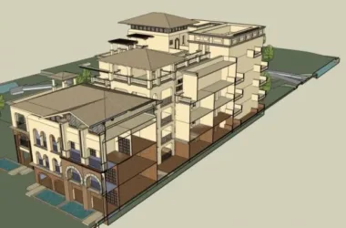SketchUp Model of a Multi-Story Southeast Asian Resort Hotel-BIM WORLD