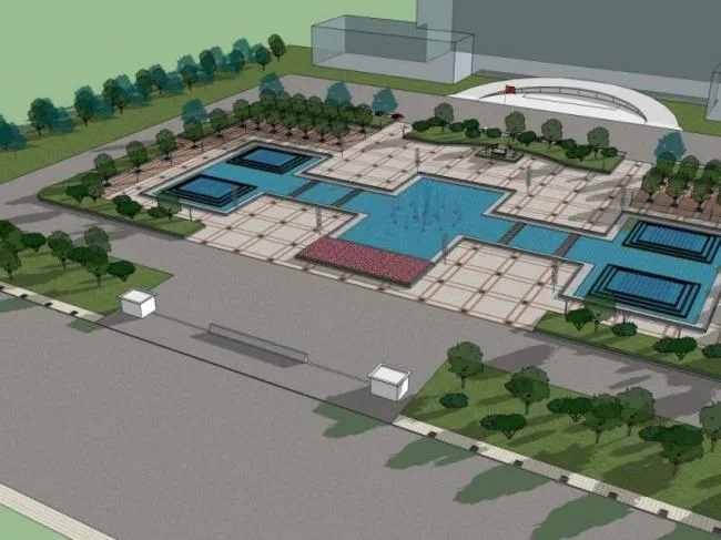Sketchup Landscape Model | Square Landscape, Modern Style