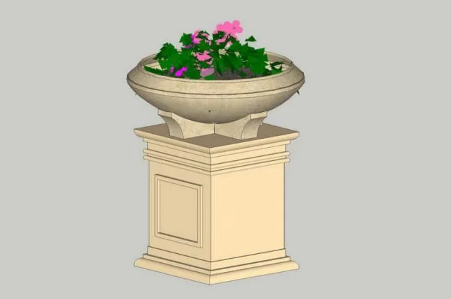 Sketchup Material Model | European Flower Bowl Landscape Sculpture Model Material Component