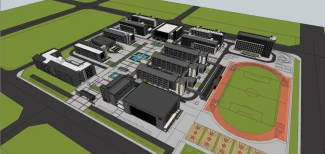Modern Multi-Story Middle School Campus Design in SketchUp