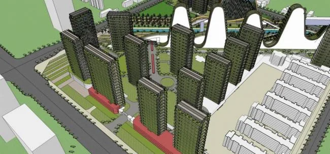Sketchup Residential Model | High rise residential buildings, residential buildings, shopping malls, commercial podiums, modern style, ecological communities, alien shapes
