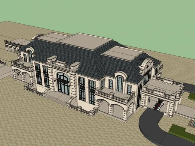 Sketchup Business Model | Multi story Community Commercial Street, Classical Style
