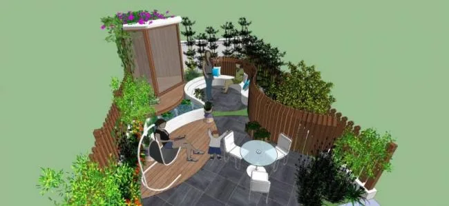 Modern Villa Courtyard Landscape Model in SketchUp