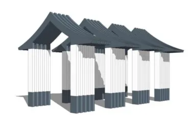 SketchUp Material Models: New Chinese-Style Corridor and Landscape Components-BIM WORLD
