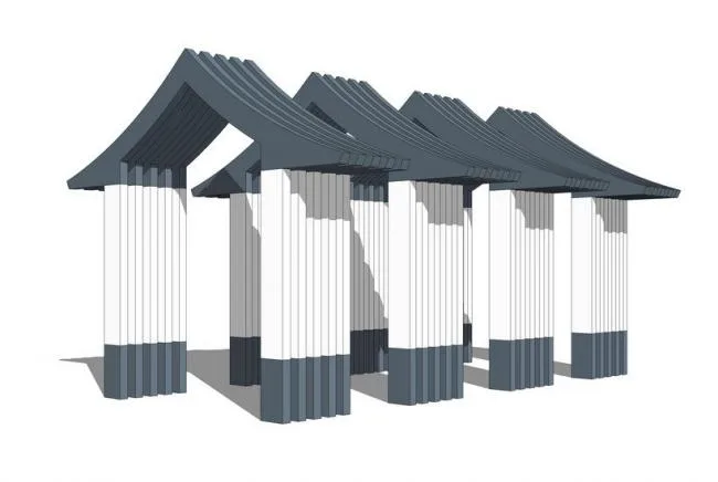 SketchUp Material Models: New Chinese-Style Corridor and Landscape Components