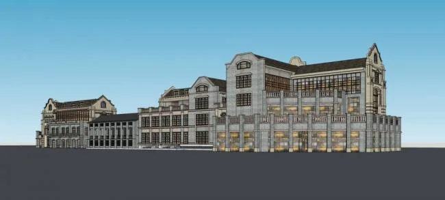Sketchup Business Model | Multi story Commercial Street, Republic of China Style, Chinese Style