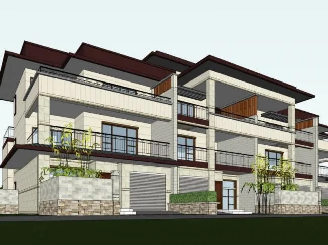 Modern Multi-Unit Villa Model in SketchUp