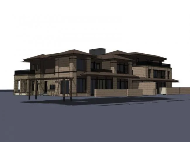 Sketchup Villa Model | Twin Villa, Modern Style