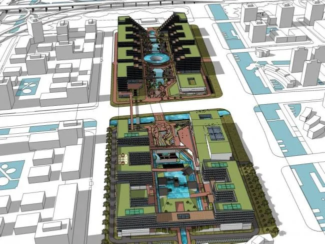 Sketchu Industrial Building | Multi story Industrial Park, Modern Style, Office, Industrial Architecture