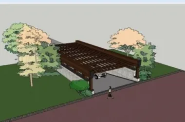 Modern Underground Garage Entrance Design with SketchUp Materials-BIM WORLD