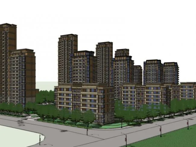 Sketchup Residential Model | High rise Residential Buildings, Modern Style
